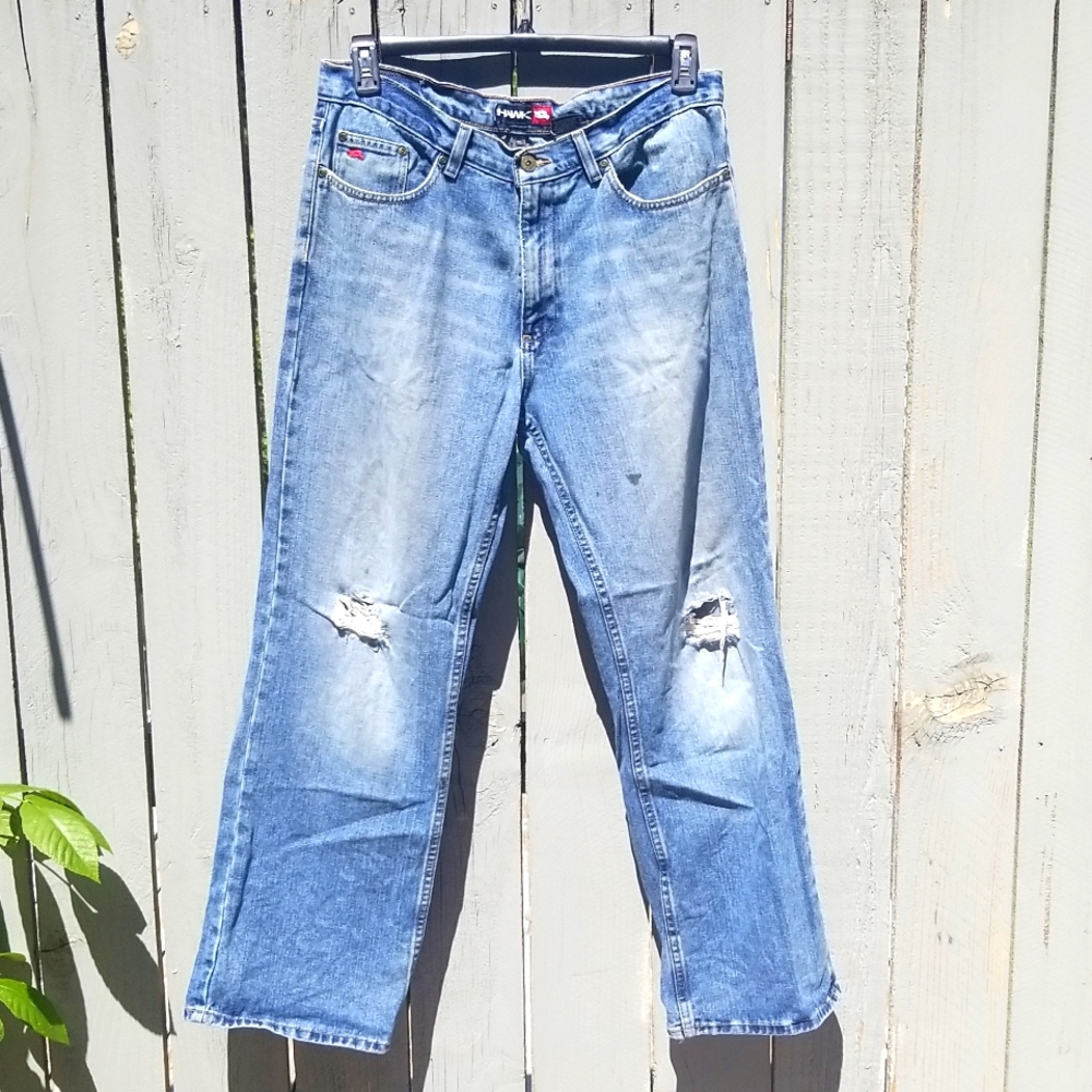 🇺🇦 Viral Y2K Tony Hawk Disstressed Jeans Waist 34 Streetwear Jean New